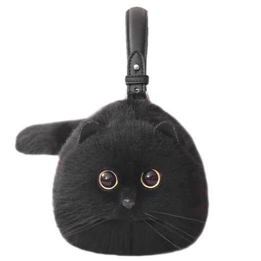 One Shoulder Bag Female Design Small Man Messenger Bag Versatile Hand Made Autumn and Winter Plush Cute Cat Bag - Play Paws Toys