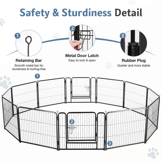 JHK Metal 12 Panels Dog Playpen Pet Fence 24 Inch to 40 Inch Foldable Large Dog Puppy Exercise for Yard Gate Camping Outdoor