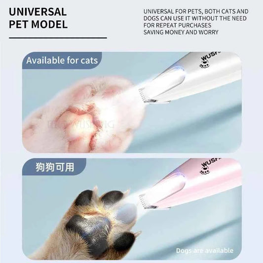 Pet Dog Electric Groomer Trimmer with LED Light Waterproof Pet Foot Hair Trimmer Low Noise Cat Dog Face Foot Ear Hip Paw Shaver