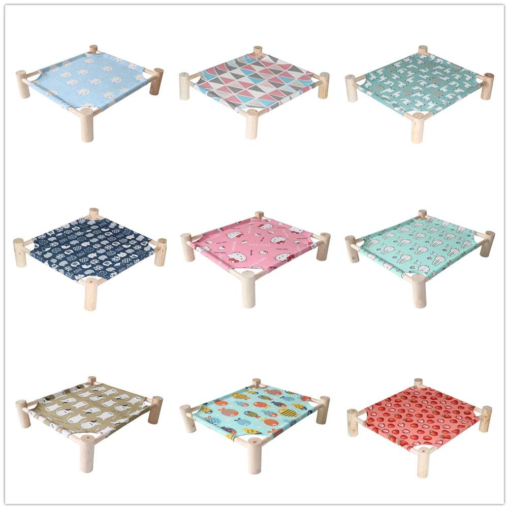 Cat Bed House Outdoor Universal Pet Bed Removable Breathable Pet Hammocks Bed for Cat Small Dog Durable Wood Frame Canvas Beds - Play Paws Toys