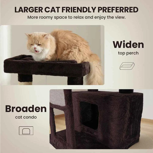 51 In Multi-Level Cat Tree Tower Space Saving Indoor Cat Playhouse with Scratching Board Cozy Condo Durable Plywood Construction