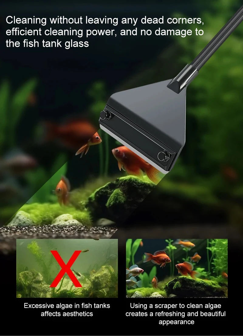 Aquarium Algae Remover Aluminum Alloy Stainless Steel Scraper Blade Fish Tank Glass Water Plant Grass Cleaning Tools Accessories