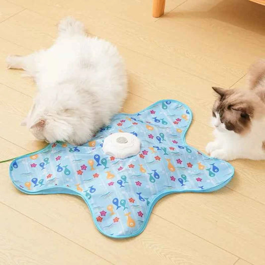 Cat Toys Interactive Hide and Seek Cat Toy with Mouse Squeaky Motion Activated Moving Concealed Feathers Kitten Teaser Toy