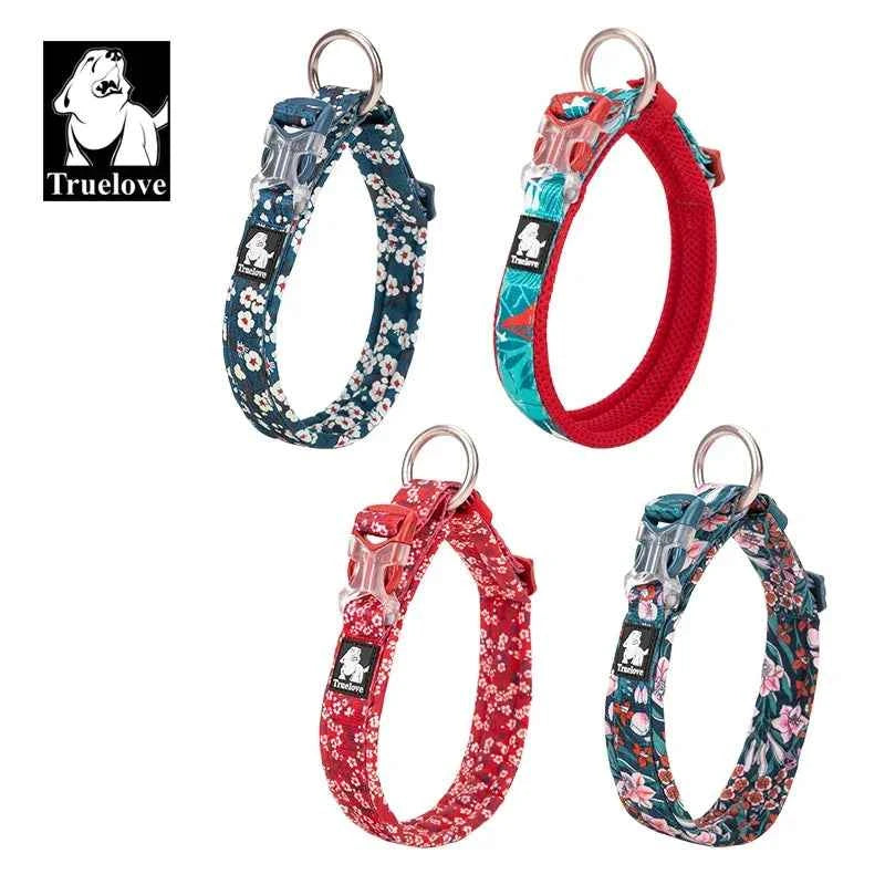 Truelove Pet Dog Collar with Three Adjustable Buckle Soft Comfortable Cotton Floral Pattern Resistant to Pull TLC5273