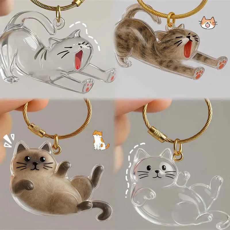 Cat Hair Memorial Storage Keychain Cat Fur Container Pets Cat Fur Collector Capsule Keyring Kitty Hair Hanging Pendants