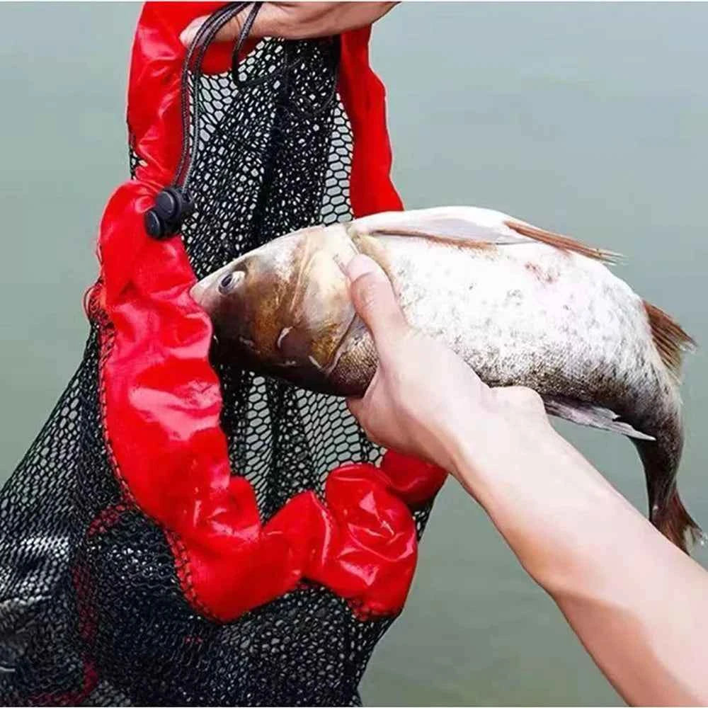 Drawstring Opening Design Fishing Basket Foldable Fishing Net Foldable Fishing Net Cage Live Fish Basket Portable