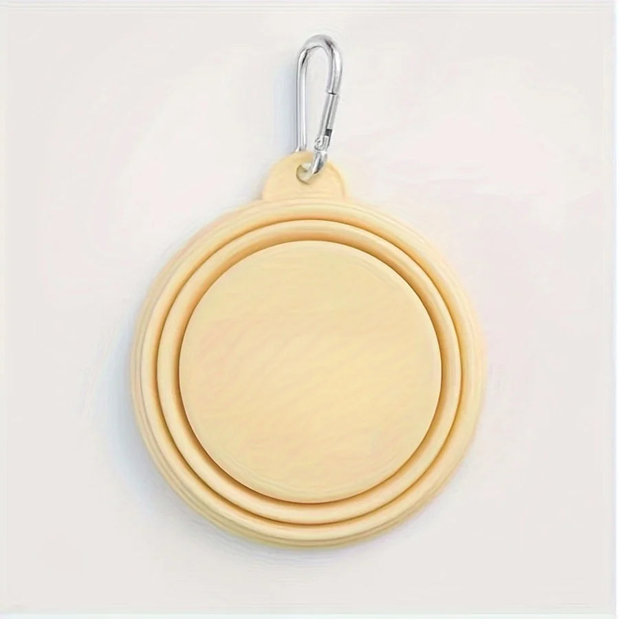 Hanging Dog Pet Folding Silicone Bowl Outdoor Travel Portable Food Water Container Feeding Tray Bowl Macaron Color Pet Supplies