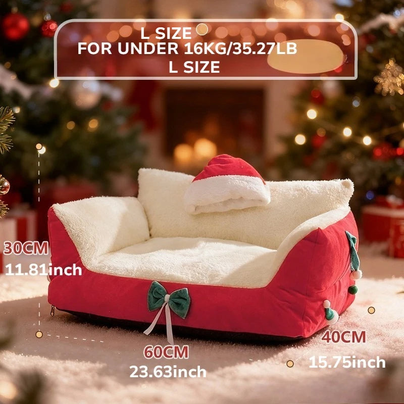 Winter Warm Cat Bed Large Size Removable Washable All Season Pet Sofa Christmas Cat House for Pets - Play Paws Toys