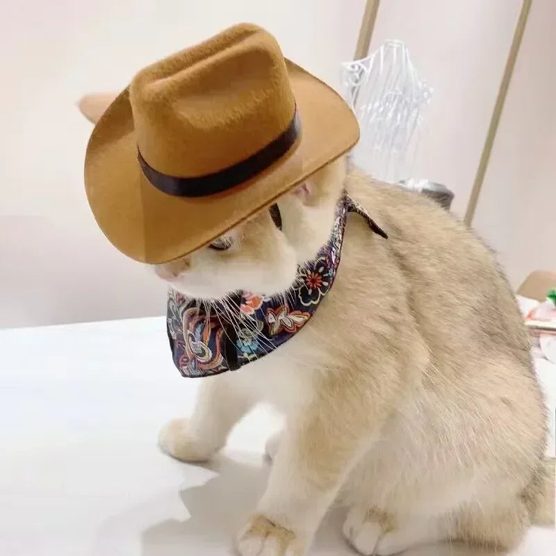 Pet Hat Dog Cat Western Cowboy Hat Halloween Pet Outdoor Caps  Funny Retro Photo Prop Dog Accessories Doll Decor Pet Products - Play Paws Toys