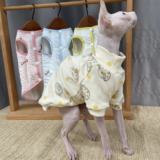 High-neck Cotton Spring Autumn Coat for Cat Soft Undershirt for Sphynx Cat in Winter Sweet Purple Beige Loungewear for Kittens - Play Paws Toys