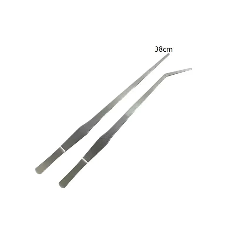 27/38/48cm Aquarium Plant Tweezers Multifuctional Stainless Steel Elbow Tweezers Fish Tank Aquascape Tools Aquarium Feeding Tong