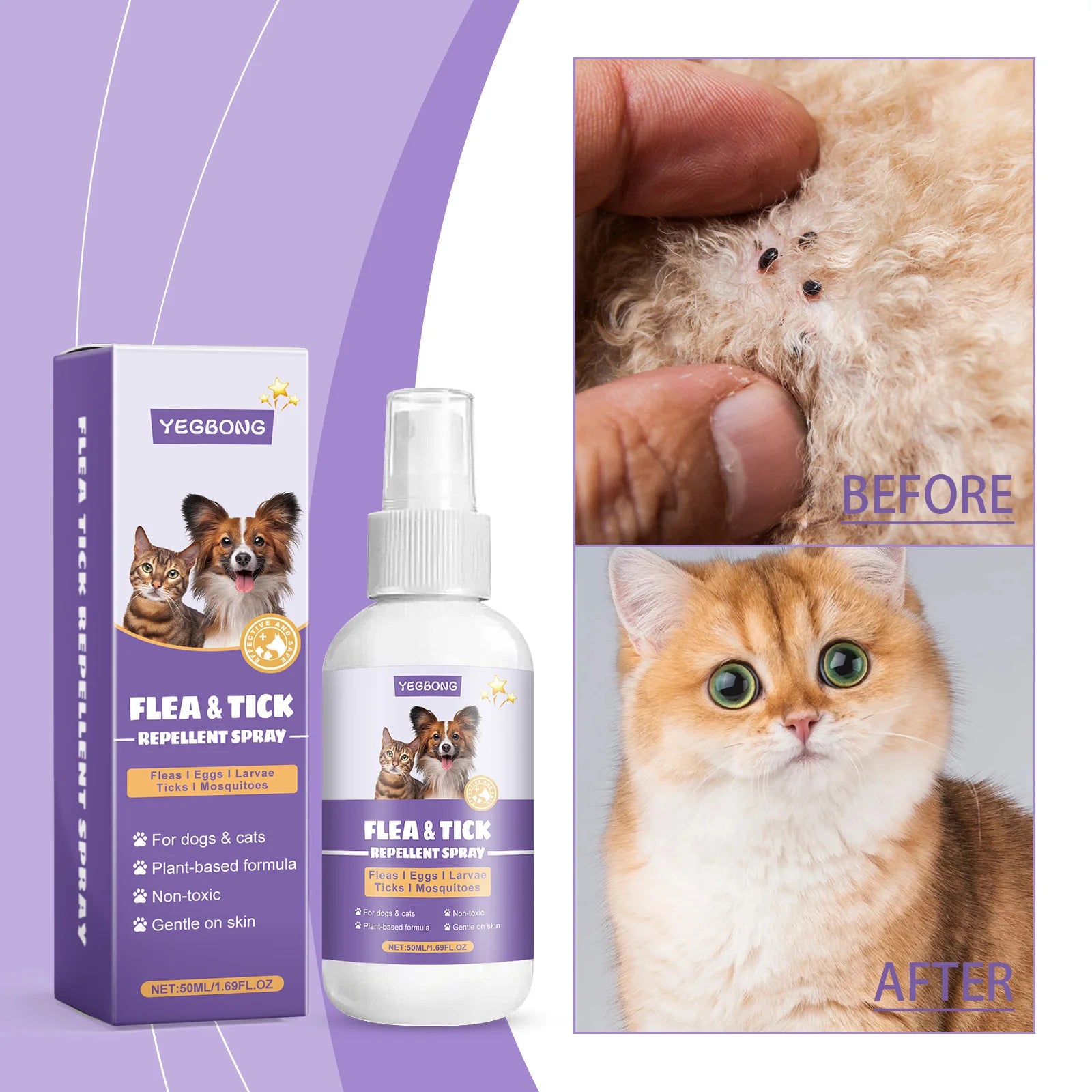Pet Flea Repellent Spray Effectively Removing Fleas Ticks Relieve Skin Itching Natural Ingredients Non Irritating Pet Pest Spray