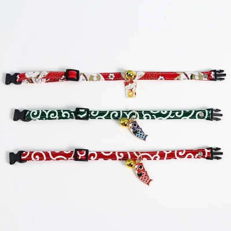 Adjustable Koi Bell Pendant Lucky Cat Collar Japanese Necklace Accessories Pet Supplies