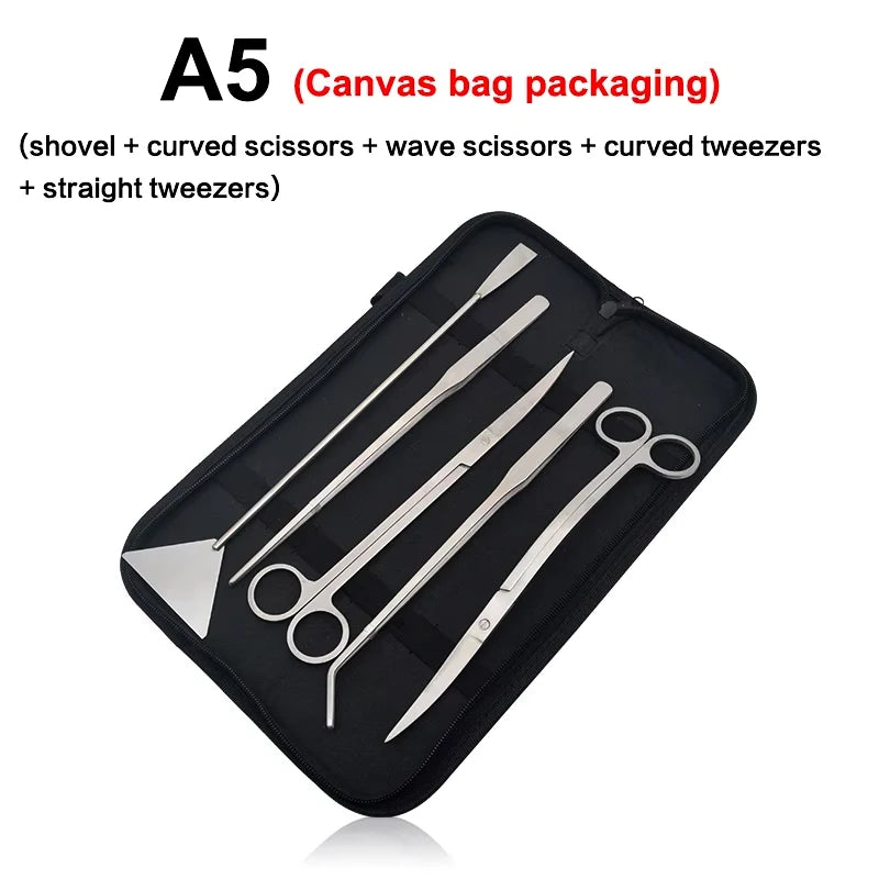 Aquarium Scissor Tools Set Wave Scissors Tweezers Plants Grass Stainless Cleaning Tools Fish Tank Shovels Aquarium Accessories