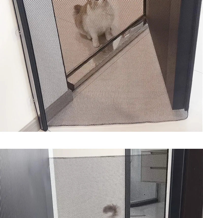 Pet Gate Fence Dog Cats Fence Indoor Automatic Retractable Stairway Aisle Isolation Mesh No Punch Safety Net Fence