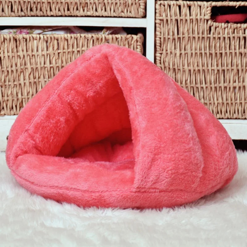 Triangle Pet Dog Kennel Mat Winter Warm Plush Cat Bed House Thickened Sleeping Bag for Small Dogs Cats Pets Supplies Accessories - Play Paws Toys