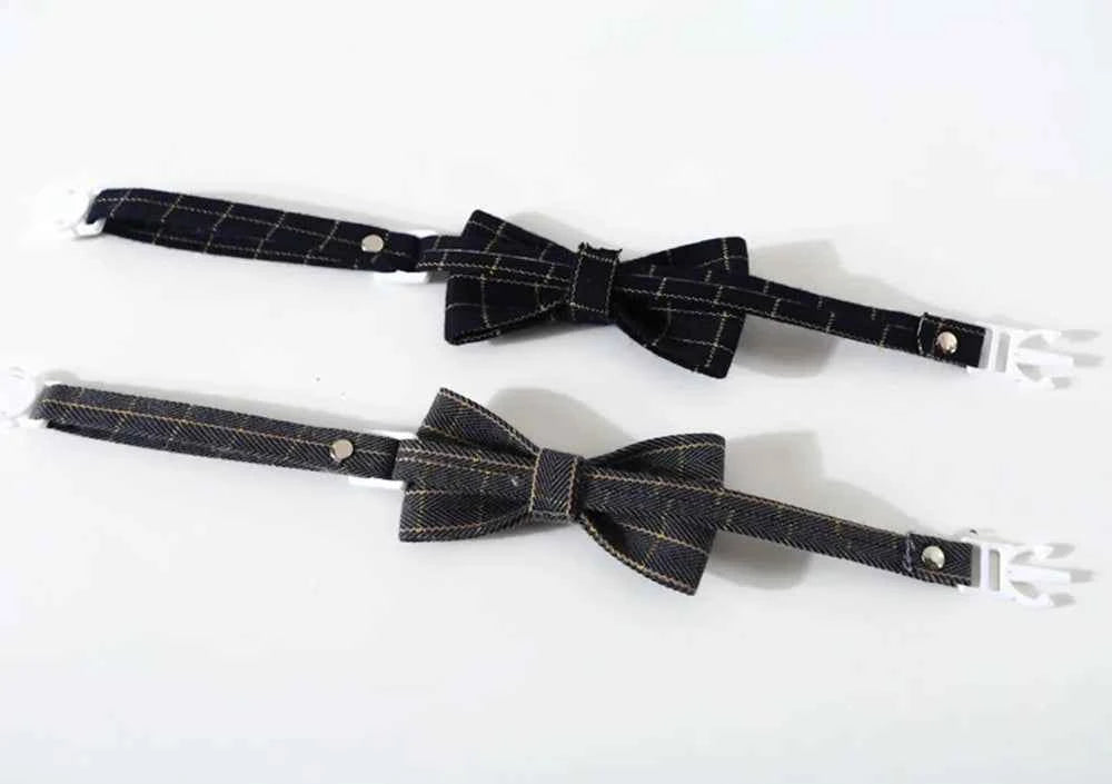 Pet Accessories for Dogs Cats Bowtie British Style Puppy Plaid Tie Breakaway Bowknot Collar for Small Dog Cat Gentleman Costume