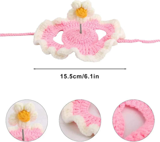 Cat Hat, Cute Flower Crochet Cat Hat Knitted Costume Headwear for Kitten Dog Puppy Pet Small Knit Cap Clothes Decoration