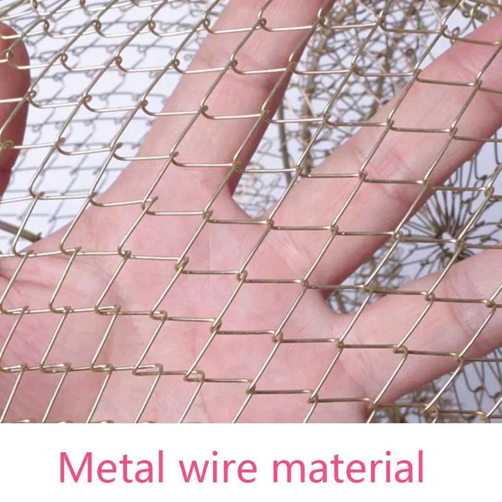 Lobster Mesh Fishing Net Prawn Crab Cage Folding Trap Net Foldable Metal Wire Fish Shrimp Basket