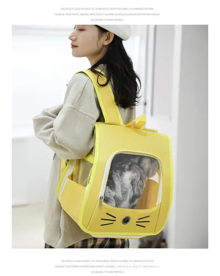 Pet Cat Carrier Bag Cat Backpack Outdoor Breathable Portable Shoulders Bag for Cats Small Dogs Transport Carrier - Play Paws Toys