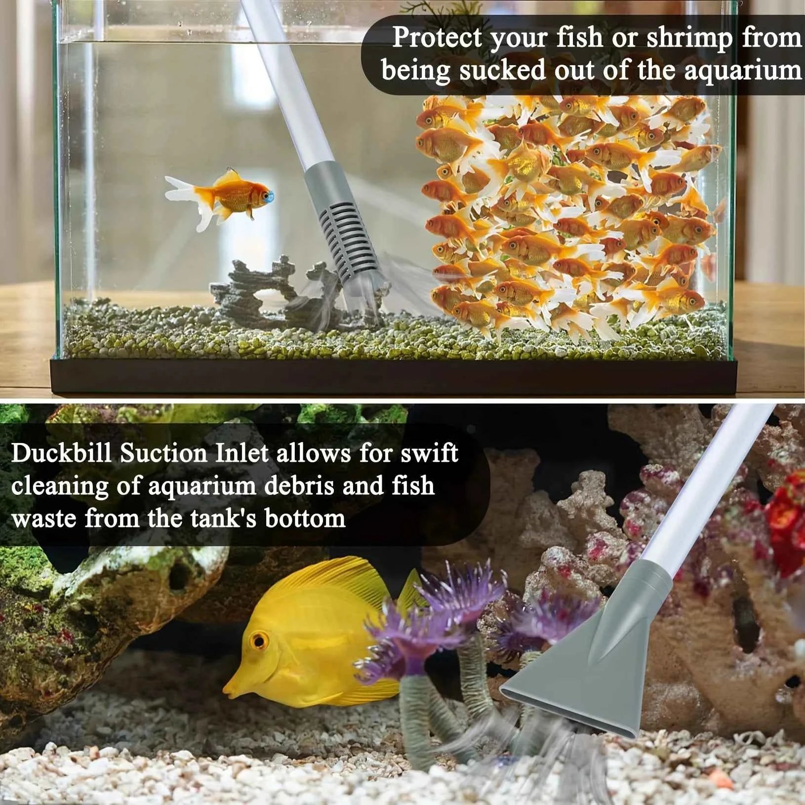 3-in-1 Multifunctional Aquarium Water Changer Manual Fish Tank Cleaning Siphon with Flow Control Debris Vacuum Fish Tank Drainer