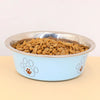 Stainless steel footprint dog bowl anti-tip non-slip cat bowl dog bowl cute cartoon pet Supplies feeding and drinking water bowl
