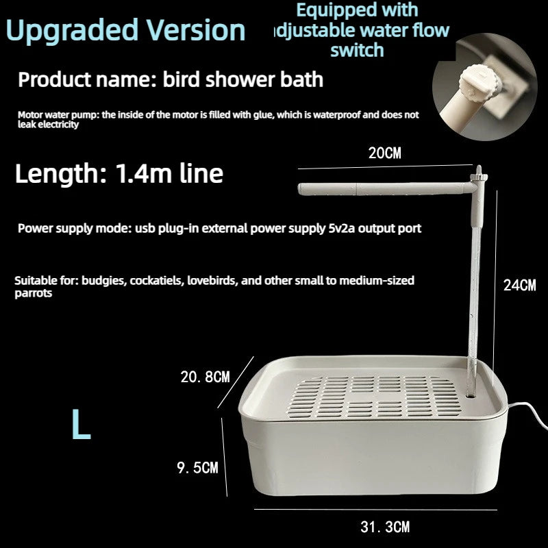 Bird Daily Use Bathtub Bird Shower Basin for Health Tabletop Parrots Bathing Parrot PeonyBath Automatically Circulates Bird Bath