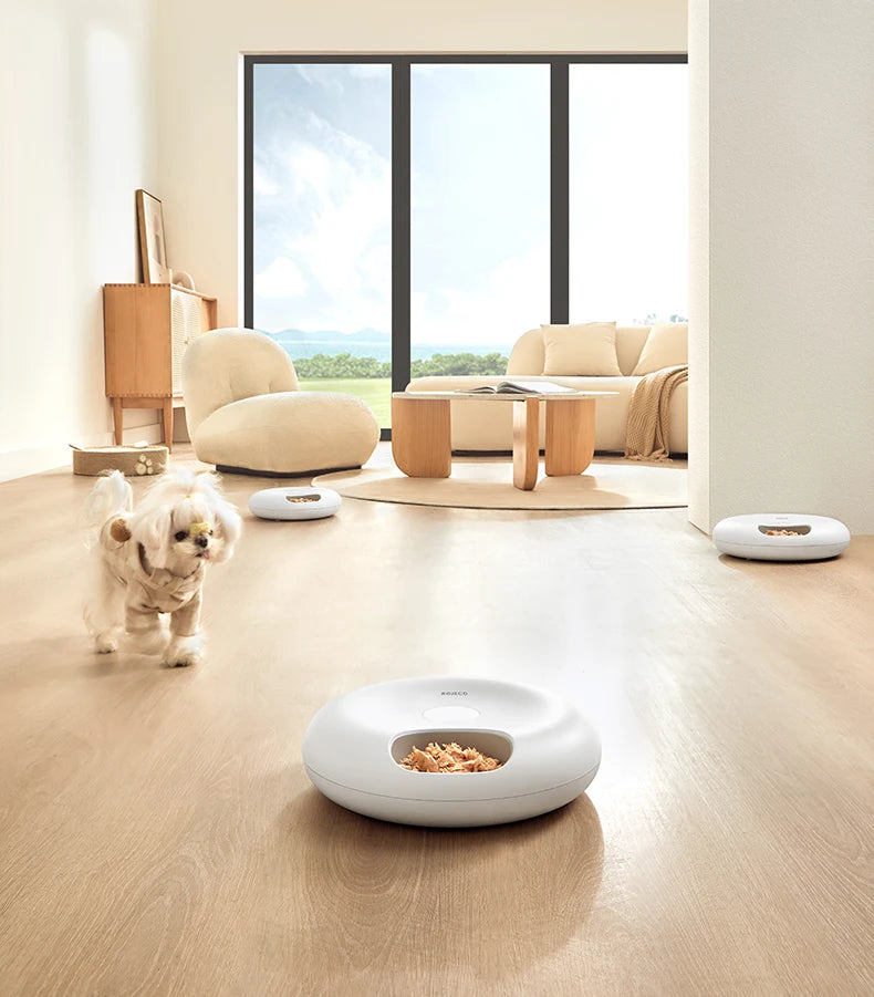 ROJECO 6 Meals Automatic Pet Feeder Smart Cat Food Dispenser For Wet & Dry Food Kibble Dispenser Accessories Auto Feeder For Cat