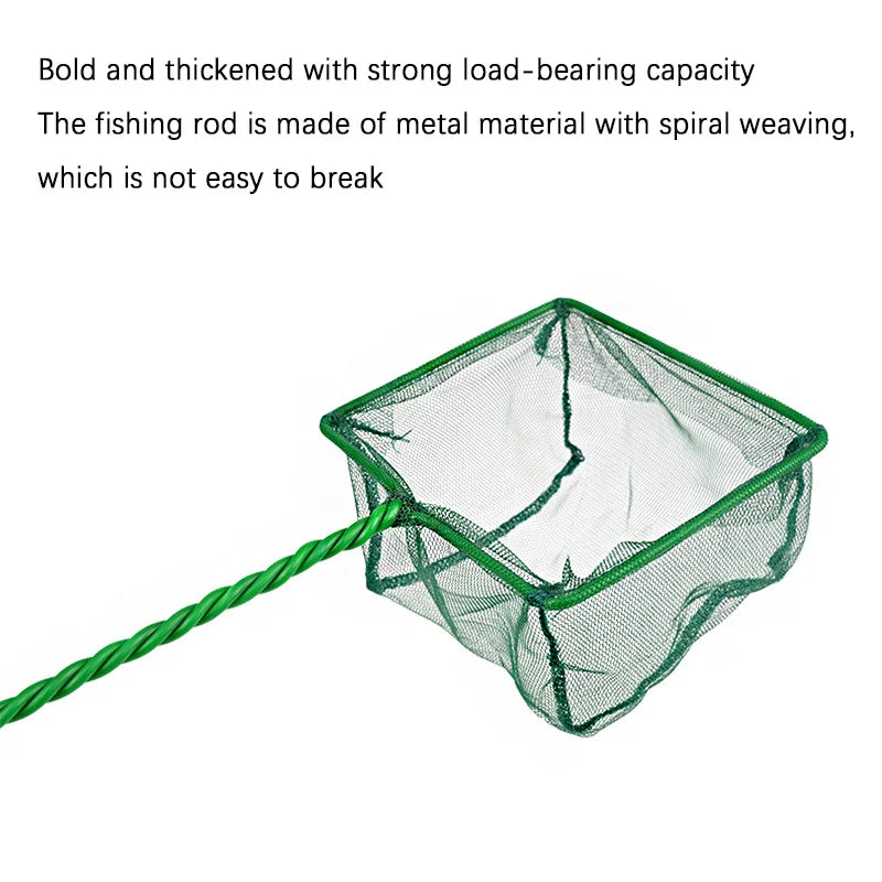 Portable Fish Net Long Handle Square Aquarium Accessories Fishbowl Landing Net Fishing Net Outdoors Crab Traps Fishing Tools