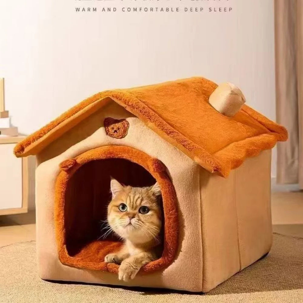 House Style Pet Bed for Small Dogs & Cats - All Season Removable Washable Dog House Winter Warm Teddy Bed Pet Supplies - Play Paws Toys