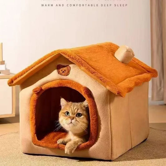 House Style Pet Bed for Small Dogs & Cats - All Season Removable Washable Dog House Winter Warm Teddy Bed Pet Supplies - Play Paws Toys