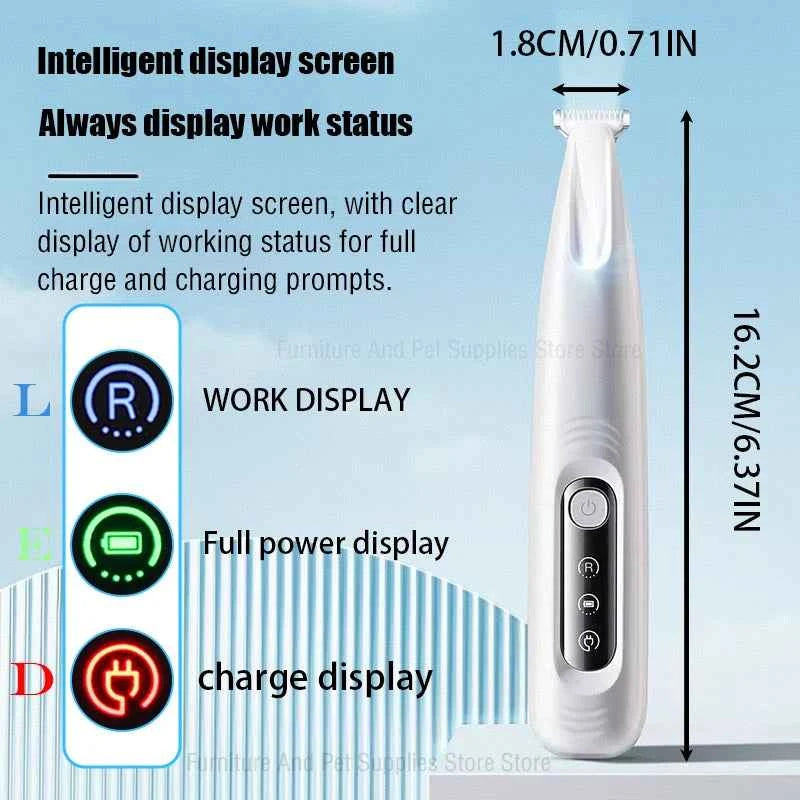 New Dog Paw Trimmer with LED Light Fully Waterproof Pet Hair Trimmer with LED Display Dog Clippers for Grooming 18mm Widen Blade