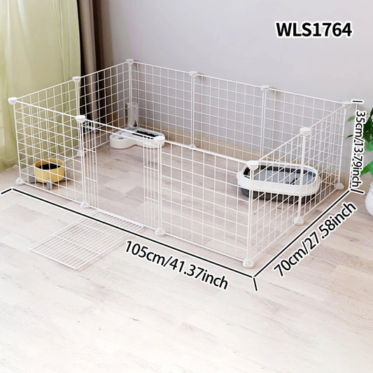 Pet Splicing Fence with Detachable Iron Mesh Gate, Isolation Barrier, Anti-Escape Gate, Indoor Fence, Easy to Assemble, Portable Cage - Play Paws Toys