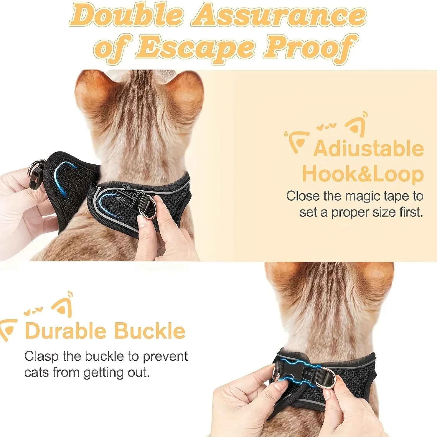 Dog Harness and Leash Set for Walking, Escape-Proof Vest Harness with Soft Mesh, Adjustable Straps, Reflective Strips, Suitable for Kittens and Puppies
