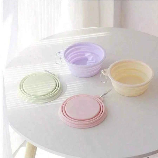 350ml Macaron Color Series Portable Folding Bowl for Pets, Dog Drinking Bowl, Cat Food Bowl, Travel Bowl with Carabiner