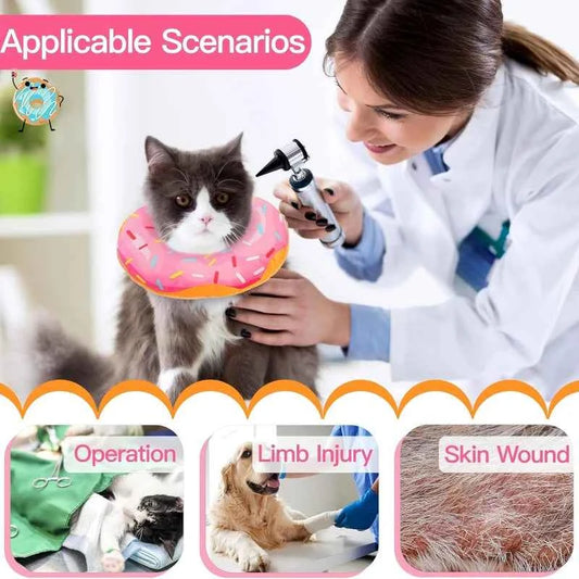 Cat Collar Soft Cute Donut Adjustable After Surgery Recovery Cone Lightweight Elizabethan Collar Prevents Licking Scratching