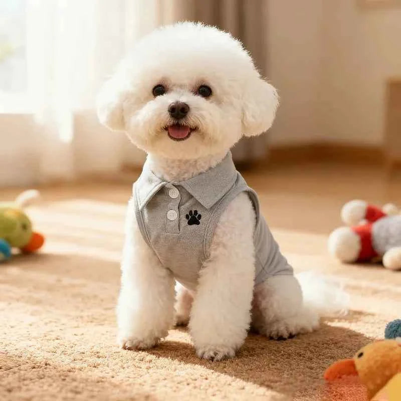 Pet Dog Polo Shirt Casual Solid Color Sports Vest Breathable Summer Clothes for Small Medium Dogs Tennis Golf Outfit