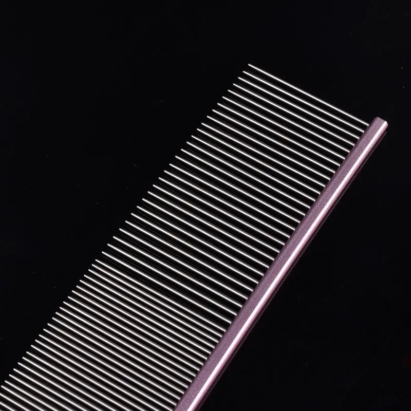 Pet Pink Comb Cat Dog Professional Stainless Steel Grooming Comb Dense Sparse Teeth Dog Cat Cleaning Brush Hair Reemoval Comb