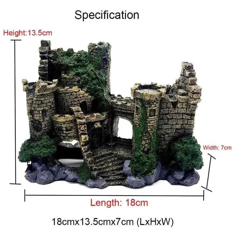 New Resin Artificial Fish Tank Ancient Castle Decoration Aquarium Rock Cave Building Decoration Aquatic Landscaping Ornament