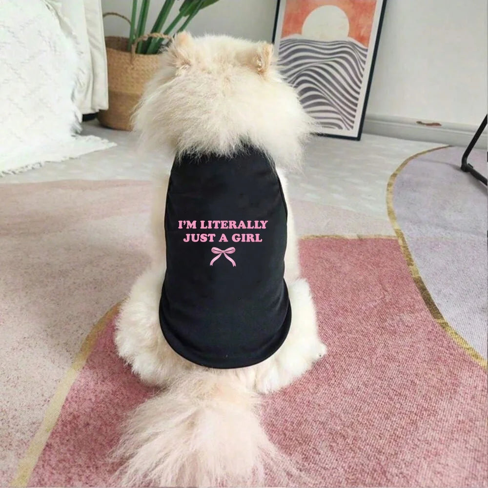1pc Spring new minimalist letter printed pet vest, "I'm LITERALLY JUST A GIRL" printed sleeveless T-shirt for cats and dogs