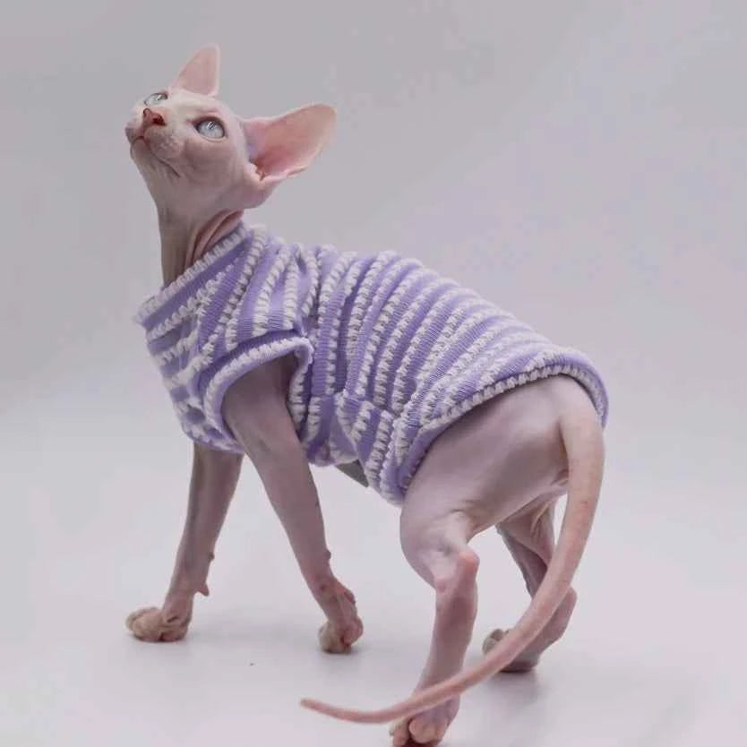 Sphynx Cat Clothes Hairless Cat Clothes Cat Summer Pure Cotton Skin-friendly Close-fitting  Cat Clothing for Small Cats and Dogs