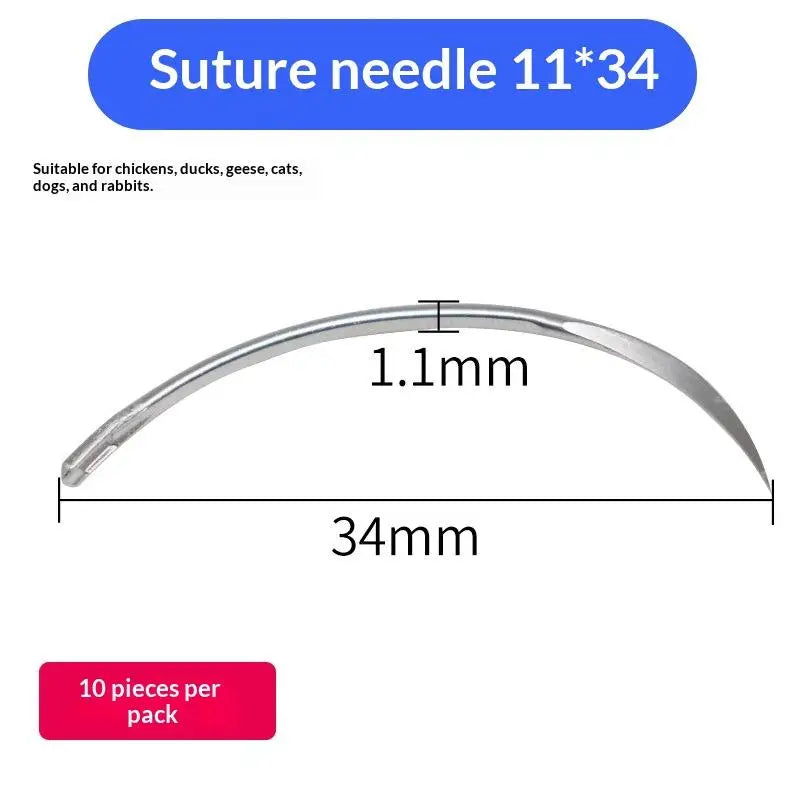 10Pcs/Bag Veterinary Suture Needle Or 1Roll SuturesPig Cattle Sheep Beast Surgical Needles Curved Trigeminal For Veterinary Team