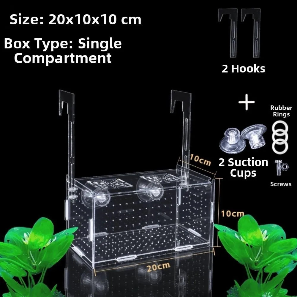 1PC Small Fry Aquarium Isolation Box Hatchery Divider Spawning Hatching Fish Breeding Box with Hook Acrylic Hydroponic Plant Box