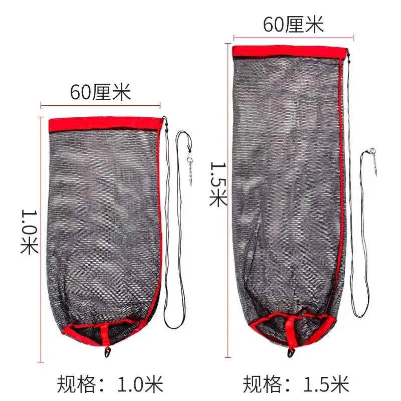 Fishing Mesh Bag Folding Fishing Gear Thickening Small Grid Nets Live Fish Nets Bag Bundle Mouth Net Bag Fishing Supply Storage