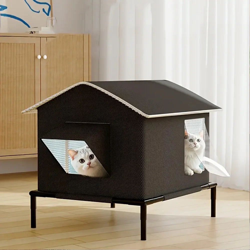 Elevated Pet House-Bed Moisture-Proof Design Cat House Weatherproof for Indoor or Outdoor Use Fits Small or Medium Pets - Play Paws Toys