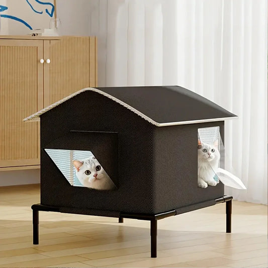 Elevated Pet House-Bed Moisture-Proof Design Cat House Weatherproof for Indoor or Outdoor Use Fits Small or Medium Pets - Play Paws Toys