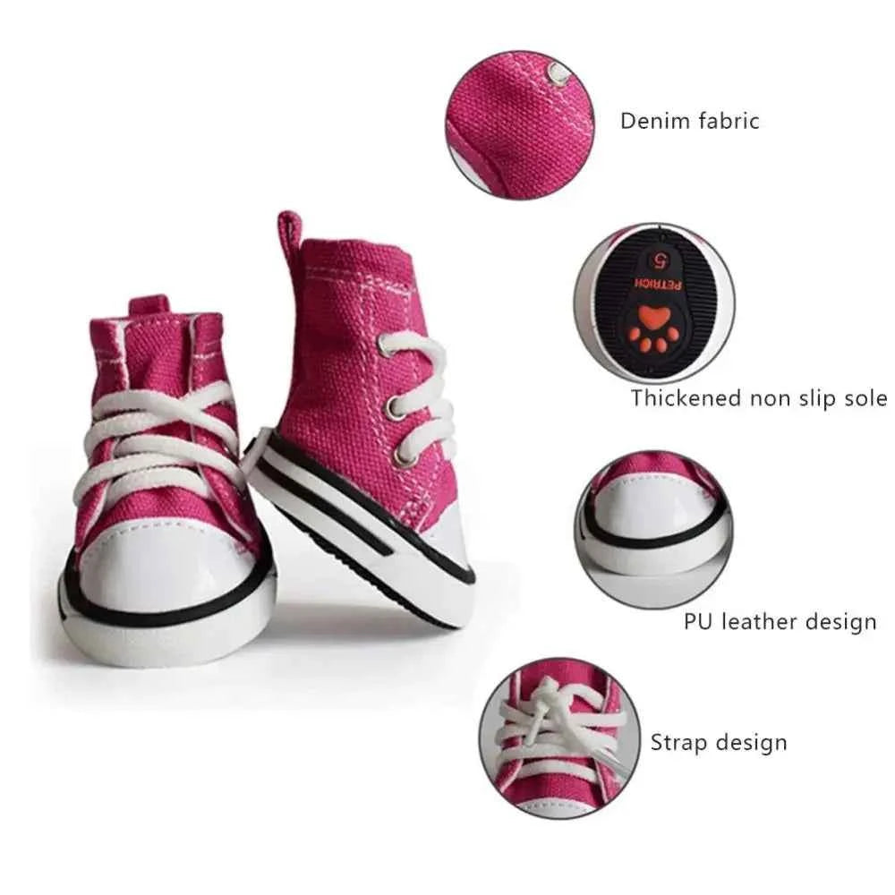Creative 4PCS/Set Pet Shoes with Adjustable Drawstring Waterproof Puppy Pet Dogs Boots Canvas Breathable Pet Supplies Pets
