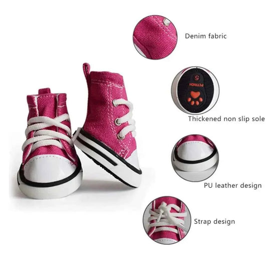 Creative 4PCS/Set Pet Shoes with Adjustable Drawstring Waterproof Puppy Pet Dogs Boots Canvas Breathable Pet Supplies Pets