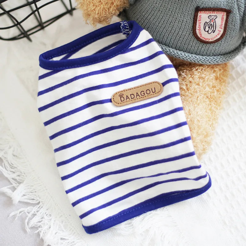 Striped Puppy Sleeveless Vest Spring Summer Pet Clothes for Small Dogs Pomeranian Chihuahua Pullovers Kitten T-shirts Outfits