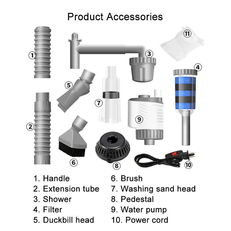 Aquarium Water Change Pump Electric Fish Tank Cleaning Tool Vacuum Water Changer Gravel Cleaner Siphon Filter Pump 30W 220v